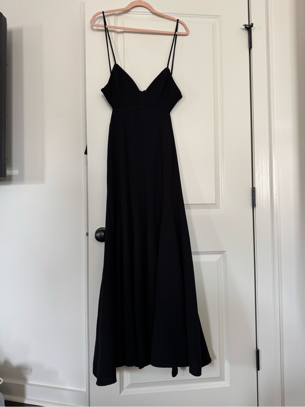 Karina Grimaldi Black Spaghetti-Strap Maxi Dress
